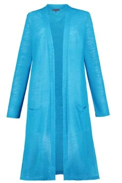 Sweatjacke Lange Offene Form V-Ausschnitt In Blau -Winterbekleidungs Geschäft gina laura sweatjacke lange offene form v ausschnitt in blau 2