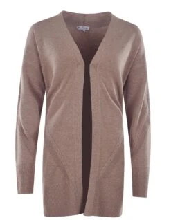 Long-Strickjacke In Muskat